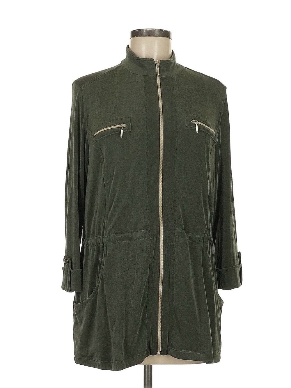 Chico's Olive Green Zip-Front Utility Jacket Size 1 or Medium